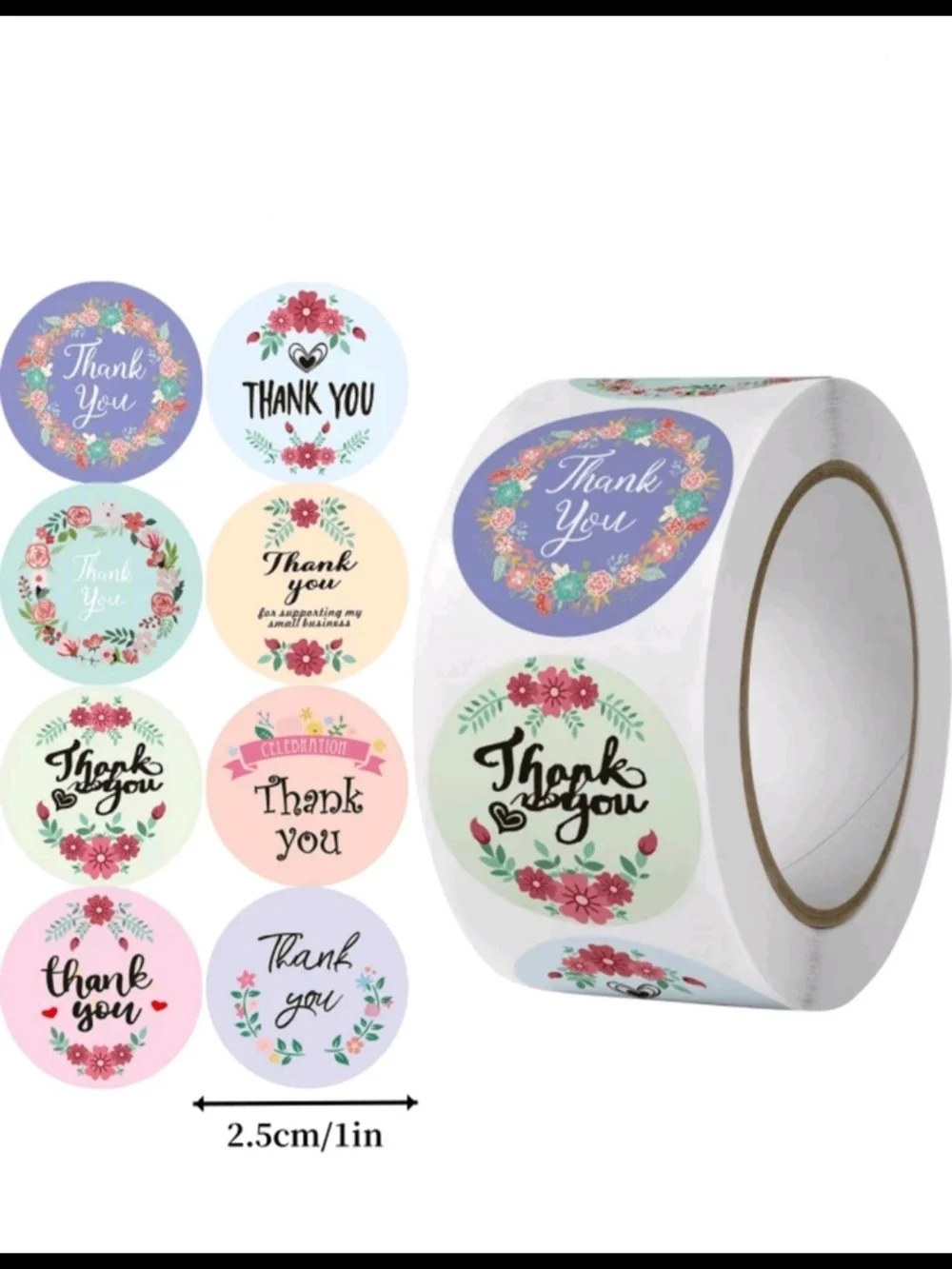 Floral 'Thank You' Stickers - Pastel Mix